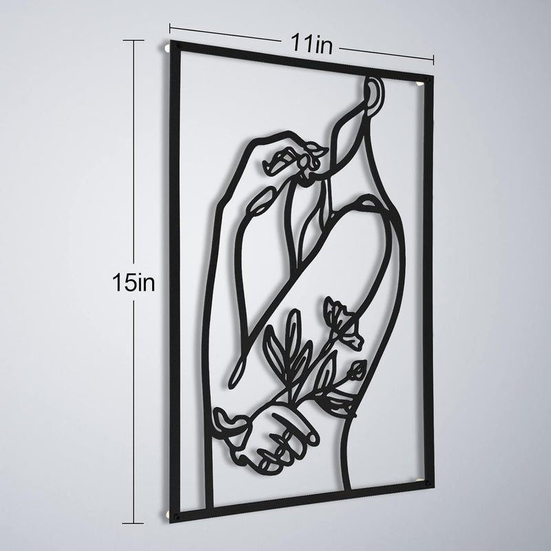 AGIOTA 3 Pcs Wall Decor Above Bed Minimalist Wall Art for Living Room Metal Line Art - Female Body, Black Room Decor for Bedroom Modern Wall Art for Indoor 15inch - Image 4